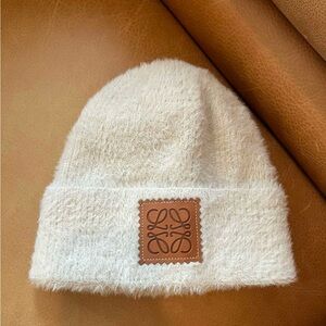 Nordstrom Cream Beanie with Brown Patch